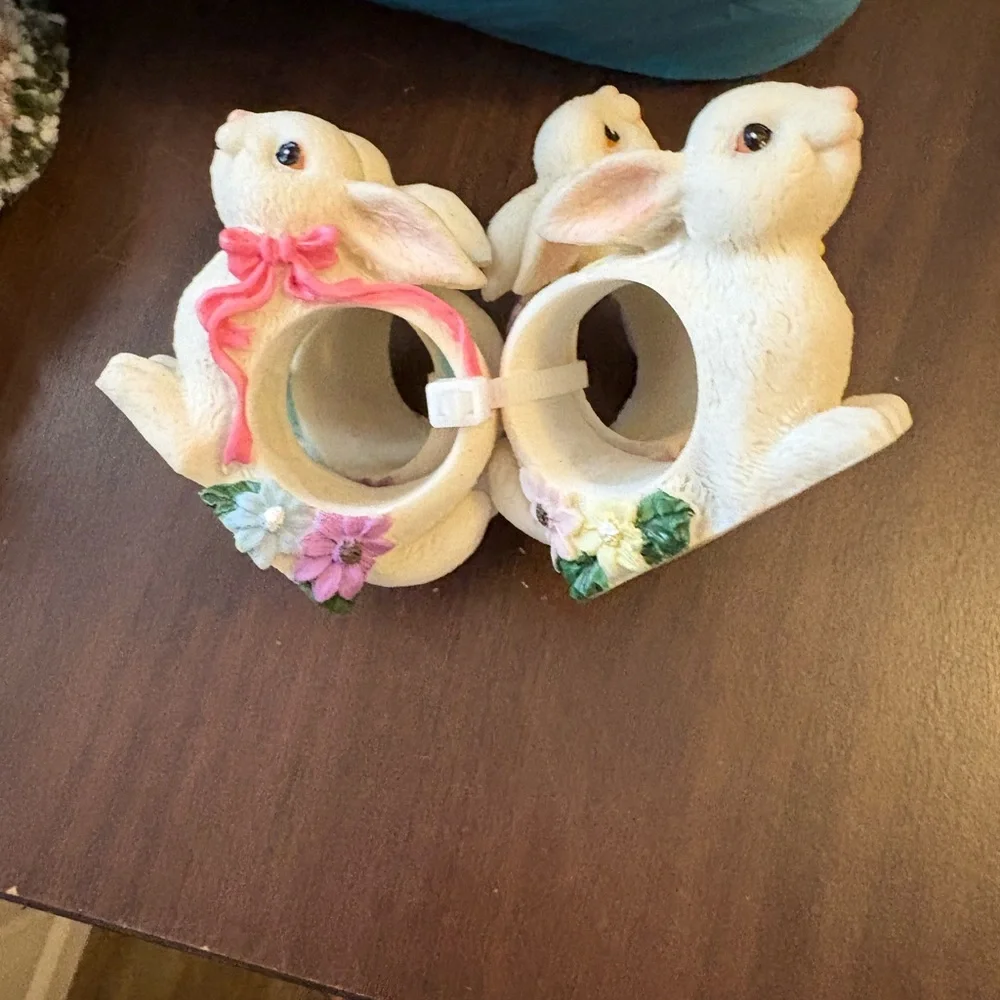 Angel napkin rings and Decorative White and purple Bunnies Napkin Rings